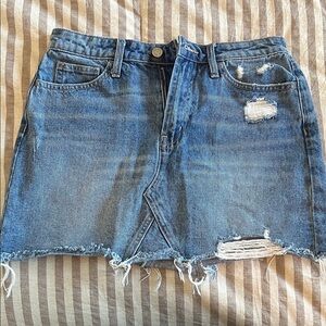 Distressed Denim Mini Skirt